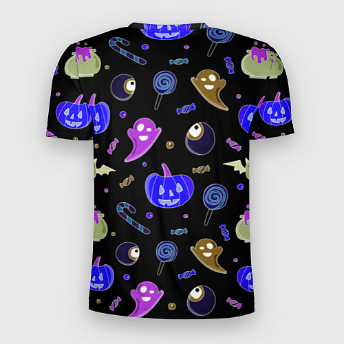 Мужская спорт-футболка Halloween blue black pumpkin / 3D-принт – фото 2