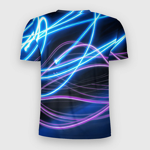 Мужская спорт-футболка Неоновая абстракция на темном / 3D-принт – фото 2