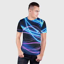 Футболка спортивная мужская Неоновая абстракция на темном, цвет: 3D-принт — фото 2