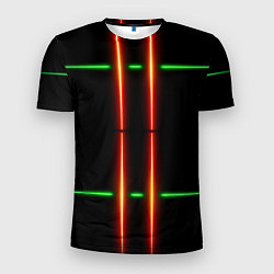 Мужская спорт-футболка Neon green black red line