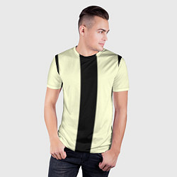 Футболка спортивная мужская Color black beige line, цвет: 3D-принт — фото 2