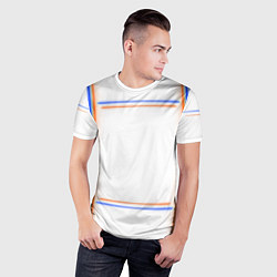 Футболка спортивная мужская Neon white orange blue, цвет: 3D-принт — фото 2