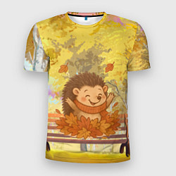 Футболка спортивная мужская Ежик в осенних листьях, цвет: 3D-принт