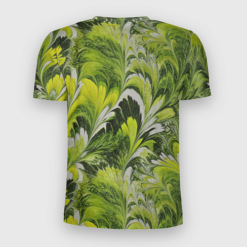 Мужская спорт-футболка Мраморный абстрактный паттерн - зеленые и желтые о / 3D-принт – фото 2