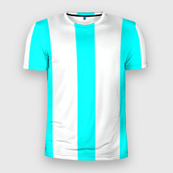 Футболка спортивная мужская Color light blue white lines, цвет: 3D-принт