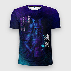Мужская спорт-футболка Неоновый призрачный самурай