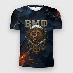 Мужская спорт-футболка ВМФ агрессивный медведь