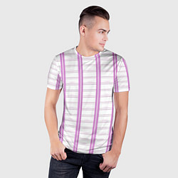 Футболка спортивная мужская Color white cage pink line, цвет: 3D-принт — фото 2