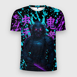 Футболка спортивная мужская Неоновый киберсамурай, цвет: 3D-принт