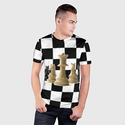 Футболка спортивная мужская Деревянные шахматные фигуры на доске, цвет: 3D-принт — фото 2