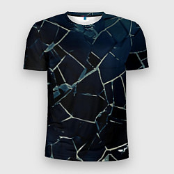 Футболка спортивная мужская Тёмный чёрно-синий битые плиты, цвет: 3D-принт