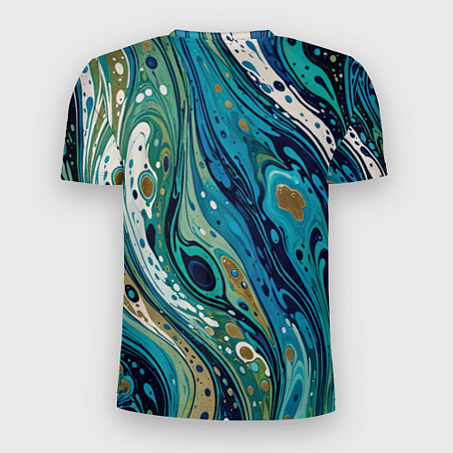 Мужская спорт-футболка Сине-зеленый абстрактный узор / 3D-принт – фото 2