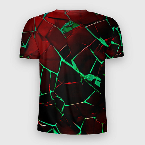 Мужская спорт-футболка Битые плиты тёмно-красный с зелёным / 3D-принт – фото 2