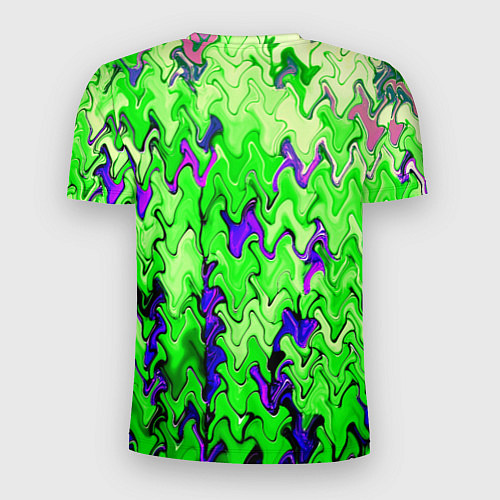 Мужская спорт-футболка Ярко-зелёный стекающая абстаркция / 3D-принт – фото 2