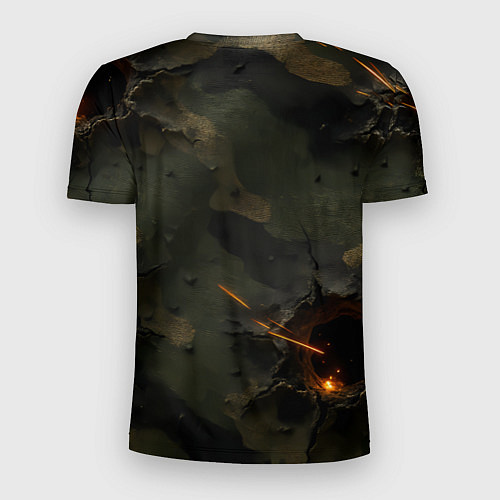 Мужская спорт-футболка Огненные следы от пуль на камуфляже / 3D-принт – фото 2