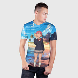 Футболка спортивная мужская Дандадан Сиратори Айра с ракушкой в руках, цвет: 3D-принт — фото 2