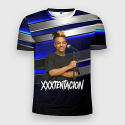 Мужская спорт-футболка XXXTentacion с микрофоном довольный