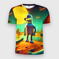 Мужская спорт-футболка Робот-сгибальщик Бендер на планете крокодилов