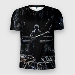 Футболка спортивная мужская Линейный силуэт музыканта, цвет: 3D-принт