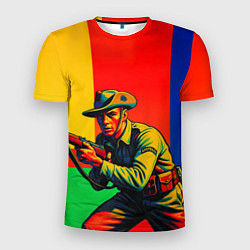 Футболка спортивная мужская Австралийский ретро солдат поп-арт, цвет: 3D-принт