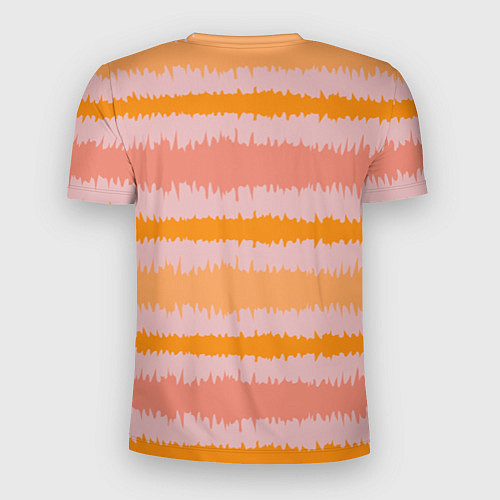 Мужская спорт-футболка Полосы зигзагообразные оранжево-розовые / 3D-принт – фото 2