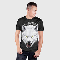 Футболка спортивная мужская Белый волк - страха нет, цвет: 3D-принт — фото 2