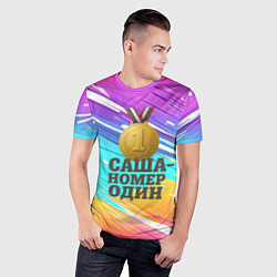 Футболка спортивная мужская Медаль Саша номер один, цвет: 3D-принт — фото 2