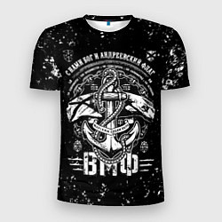 Футболка спортивная мужская ВМФ в стиле потертостей, цвет: 3D-принт