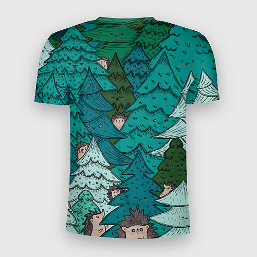 Мужская спорт-футболка Ежи в еловом лесу / 3D-принт – фото 2