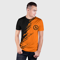 Футболка спортивная мужская Half Life - black and orange, цвет: 3D-принт — фото 2