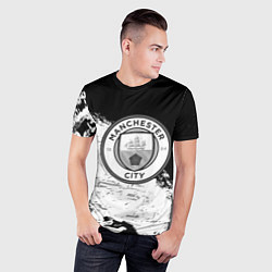 Футболка спортивная мужская Манчестер сити черно белые краски, цвет: 3D-принт — фото 2