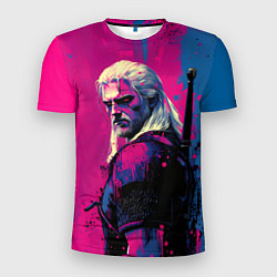 Мужская спорт-футболка Ведьмак стоит боком