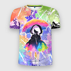Мужская спорт-футболка Девочка под дождём арт