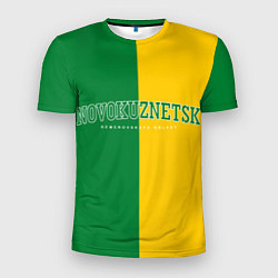 Футболка спортивная мужская Новокузнецк, зелёно-жёлтый, цвет: 3D-принт