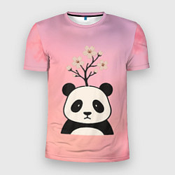 Футболка спортивная мужская Панда с растущей сакурой на голове, цвет: 3D-принт