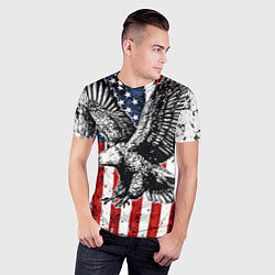 Футболка спортивная мужская Орел на фоне американского флага USA, цвет: 3D-принт — фото 2