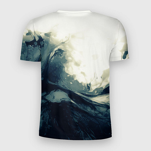 Мужская спорт-футболка Чёрно-синие абстрактные краски / 3D-принт – фото 2