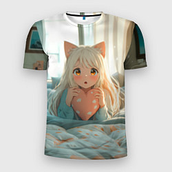 Мужская спорт-футболка Аниме девушка в кровати с сердцем