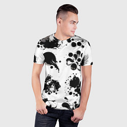 Футболка спортивная мужская Чёрно-белые кляксы - абстракция, цвет: 3D-принт — фото 2