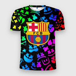 Мужская спорт-футболка Барселона x Маршмэллоу неоновый градиент