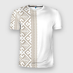 Футболка спортивная мужская Узоры славянские в бежевом цвете, цвет: 3D-принт