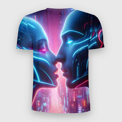 Мужская спорт-футболка Cyber love - metropolis neon glow / 3D-принт – фото 2