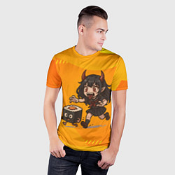 Футболка спортивная мужская Девочка дьявол бежит за роллом, цвет: 3D-принт — фото 2