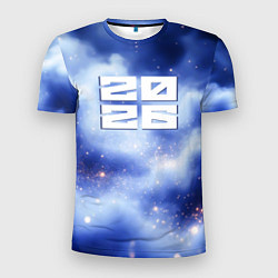 Мужская спорт-футболка 2026 сине-голубая дымка