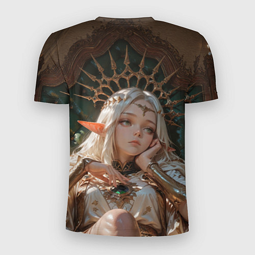 Мужская спорт-футболка Беловолосая королева эльфов на троне / 3D-принт – фото 2