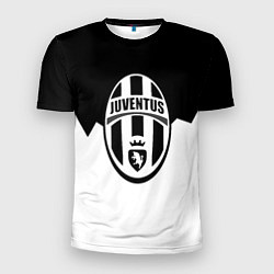 Футболка спортивная мужская Ювентус черно белая геометрия, цвет: 3D-принт