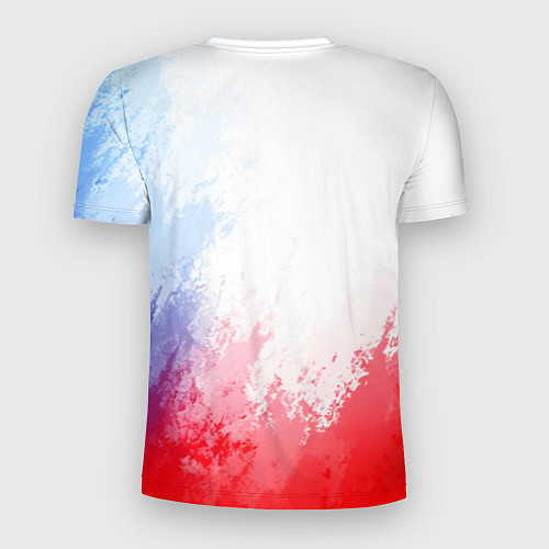Мужская спорт-футболка Россия с гербом светлый бело-сине-красный / 3D-принт – фото 2