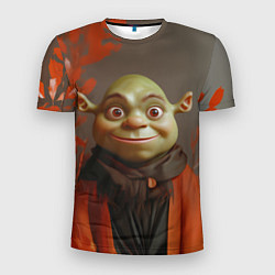 Футболка спортивная мужская Шрек и оранжевые листья, цвет: 3D-принт