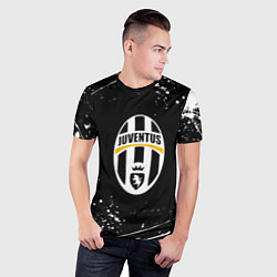 Футболка спортивная мужская Juventus белые краски всплеск, цвет: 3D-принт — фото 2
