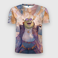 Футболка спортивная мужская Шрек на фоне витражей, цвет: 3D-принт